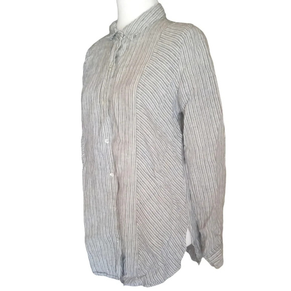 Artisan NY Women's 100% Linen Contrasting Stripes Button Front Blouse Size Small - Picture 5 of 5